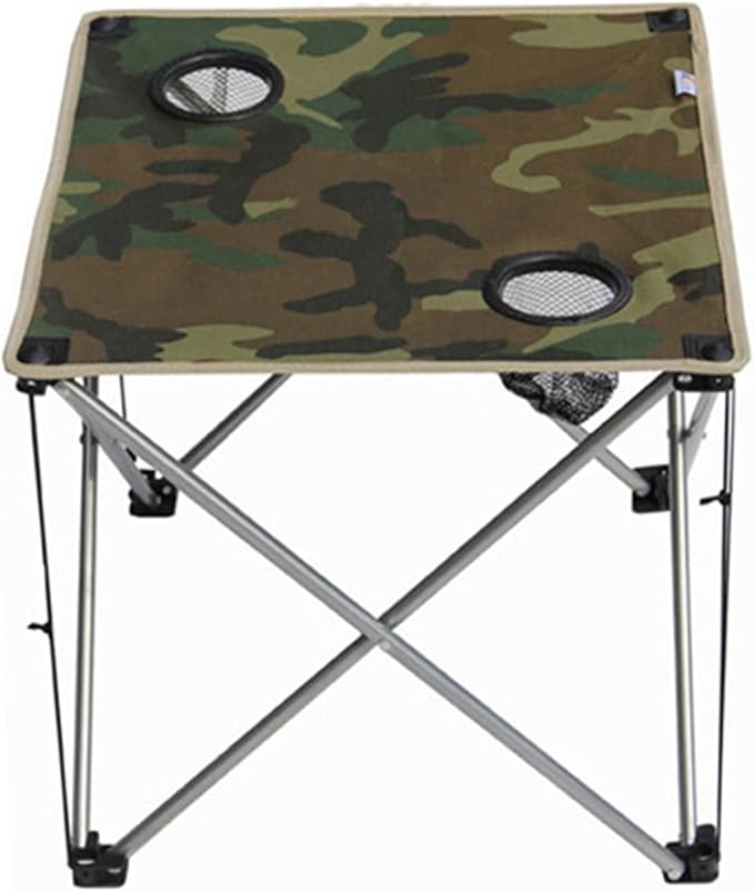Folding Table Camping Table Portable with Cup Holder Folding Picnic Table Lightweight Camouflage with Bag for Outdoor Fishing Bench Hiking Garden Cooking Portable Folding Camping Table