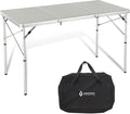 ARROWHEAD OUTDOOR 4’ ft Heavy-Duty Portable Aluminum Frame Folding Table w/Leveling Feet Solid Tabletop Surface 2 Adjustable Heights Carrying Case Included Lightweight USA-Based Support
