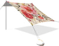 Red and Pink Flowers Beach Tent Sun Shelter 9.2' x 10.5' Beach Canopy with 4 Sandbags 4 Stability Poles Sand Shovels - Tent Canopy for Beach Camping Fishing Picnics