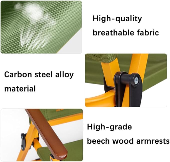Folding Beach Chair for Adults Relax Camping Beach Chairs Foldable Armchair Lightweight Beach Chairs Supports 120 Kg for Beach Lawn ConcertGreen
