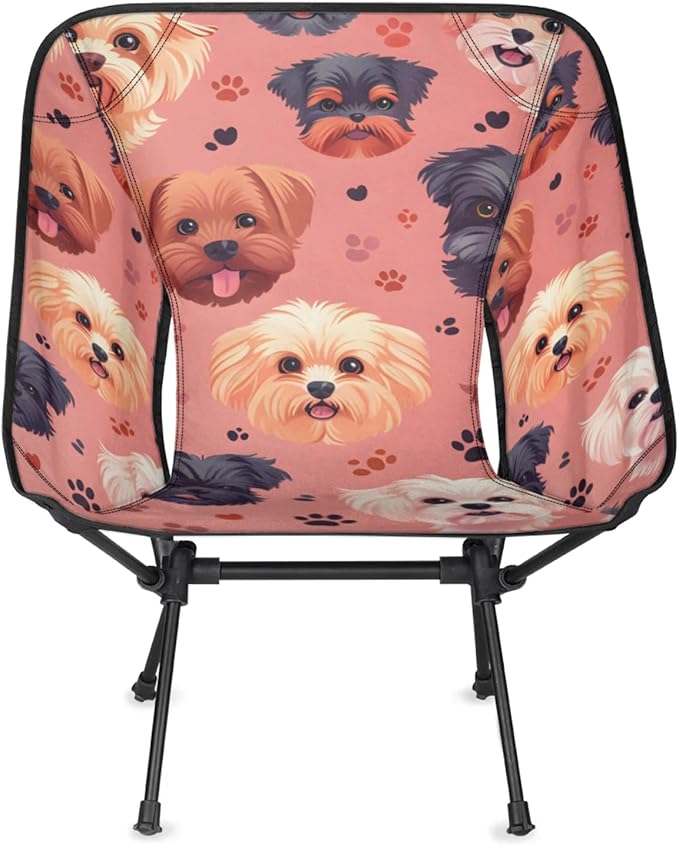 Honeybaby Folding Camping Chair Dogs Paw Prints Camping Chairs Lightweight Portable Chair Outdoor Foldable Chairs for Camping Travel Picnic Beach Hiking