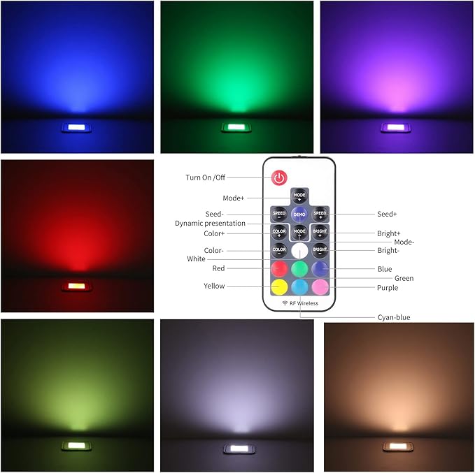 RGB Recessed LED Deck Lights 12 Pack Square Low Voltage In-Ground Floor Lights IP67 Waterproof Color Changing for Stairs Patio Deck &amp Landscape