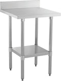 Kratos Stainless Steel Kitchen Prep Table 24 Dx24 W with Backsplash and Undershelf NSF Worktable for Restaurants - 18ga/430SS (28W-063)