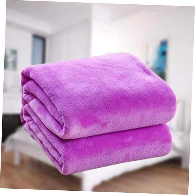 Solid Color Flannel Fleece Blanket Cozy Purple Bed Blanket for All Seasons Lightweight and Warm for Couch Camping and Home