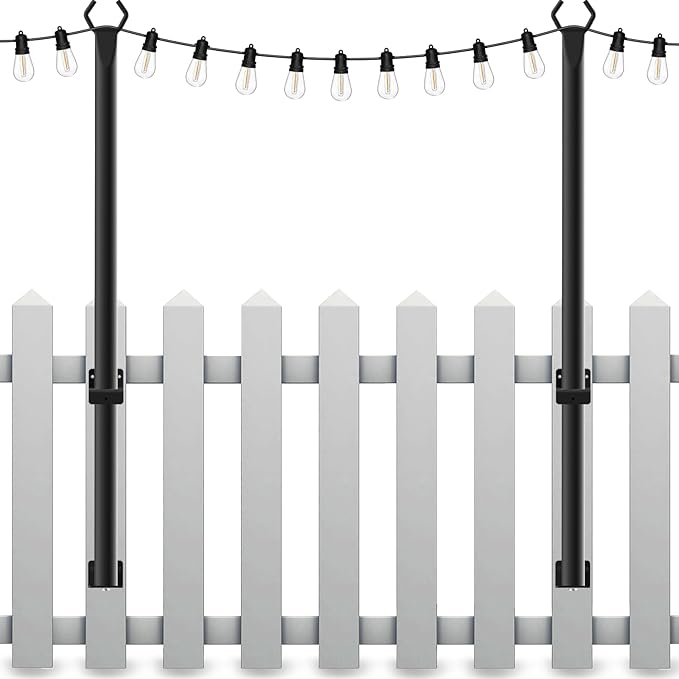 10 Pack String Light Poles10 Ft Light Poles for Outside String LightsOutdoor Lights Pole with ForkMetal Poles Stand for Patio Deck Backyard (5FT 2 Pack)