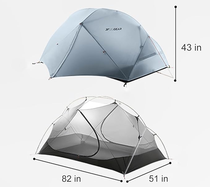 3F ULGEAR Floating Cloud 2 Tent Ultra Light 2 Person Camping Tent - Rainproof Lightweight 3/4 Season - Perfect for Backpacking and Outdoor Adventures
