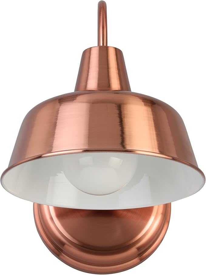 Design House Mason Farmhouse Gooseneck Barn Light Outdoor Exterior Porch or Patio Wall Light Fixture Copper Paint 8 Inch Diameter 1-Pack 588434