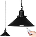 1 Pack Black Portable Battery Operated Hanging Light Rechargeable Wireless Outdoor Pendant Light with Remote Battery Powered Chandelier Lantern Fixture for Indoor Outdoor Gazebo Porch Patio
