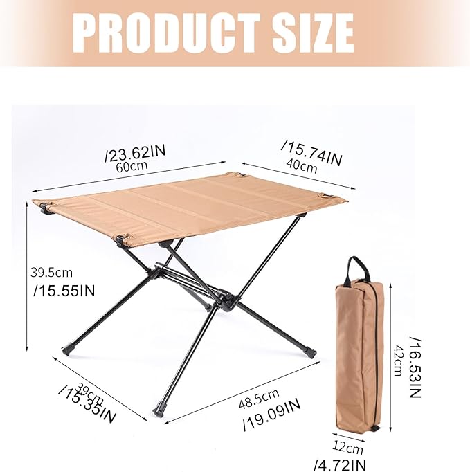 Portable Outdoor Side Table Folding Waterproofs Hiking Backpacking Fabric Metal Texture for Carrying Backpacking