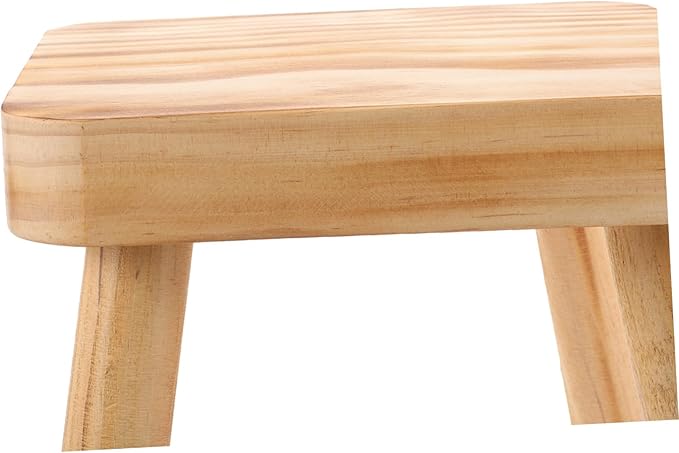 Wooden Step Stool Tall Foot Stool for Adults Smooth Surface for Kitchen Garden Camping