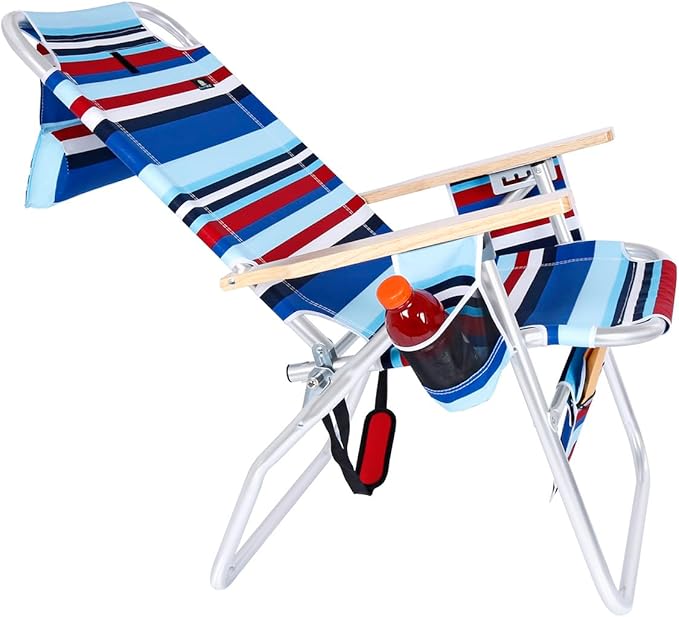 Large Heavy Duty Beach Chair for Big &amp Tall Adults 300 lbs Capacity Aluminum Tubing - 4 Reclining Positions