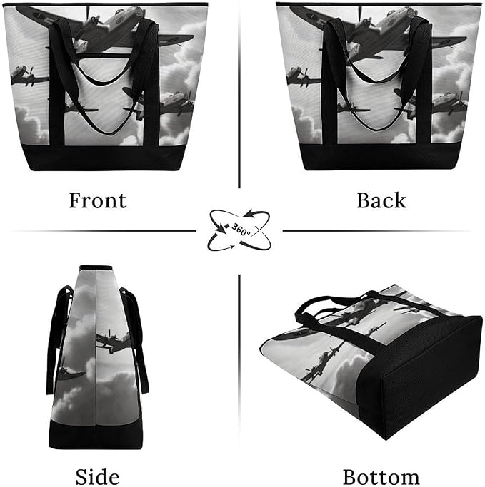 Insulated Shopping BagLarge Reusable Cooler Bags World War Printed Foldable Shopping BagTravel Waterproof Shoulder Bag