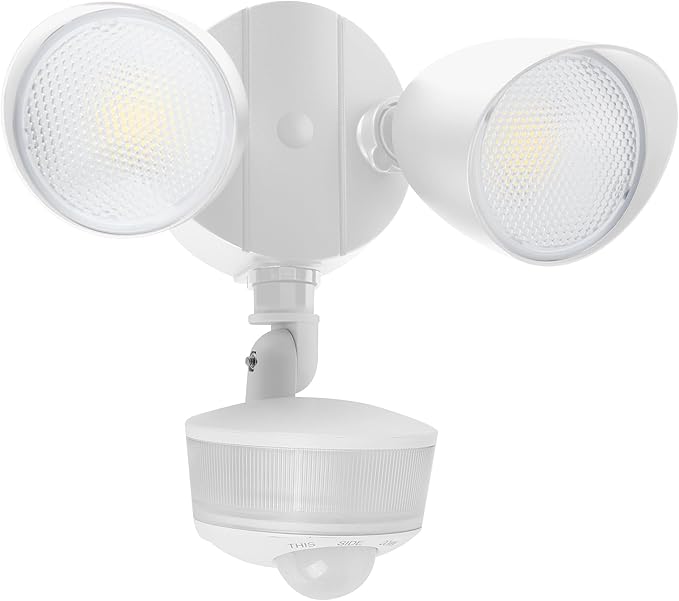 LUTEC 34W 3700 Lumen LED Security Light Motion Sensor Outdoor Lights with Night Light 5000K Daylight IP65 Waterproof Dusk to Dawn Hardwired Motion Detector Flood Light for Garage Yard-White
