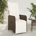 2PCS Brown Reclining Garden Chairs Foldable Steel Rattan Lounge w/Cushions Outdoor Patio Balcony Camping