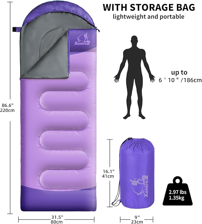 Sleeping Bags for Adults Kids - 3 Season Cold&ampWarm Weather Waterproof Camping Sleeping Bags - Lightweight Sleeping Bags for Camping Hiking Outdoor Travel