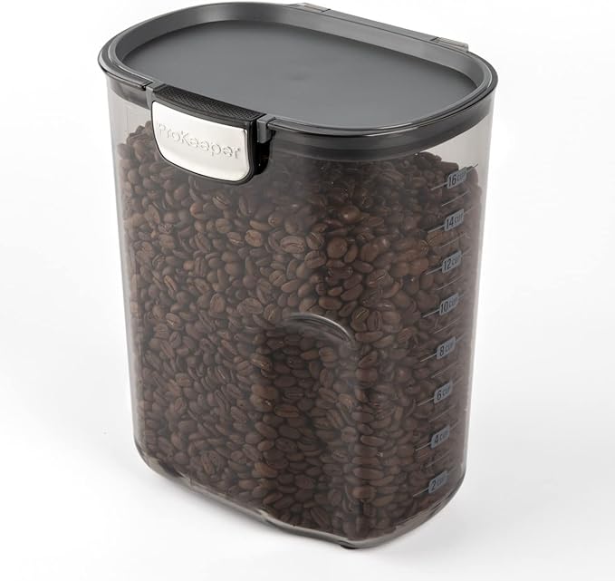 Progressive International ProKeeper+ Clear Plastic Airtight Food Baker's Kitchen Storage Organization Container Canister Set with Magnetic Accessories 2- Piece Set (Coffee 4.3-Quart)