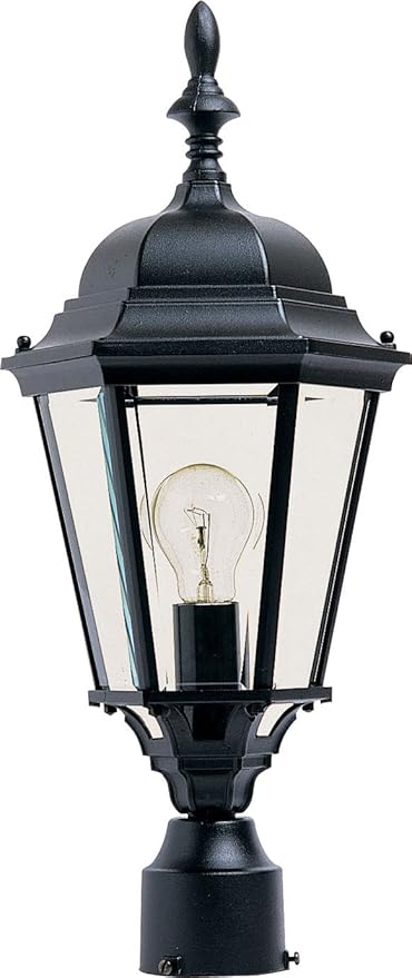 Maxim 1005BK Westlake 21 Inch Dimmable and LED Bulb Compatible 1 Light Post/Pole Mount I Cast Aluminum with Black Finish I Modern Contemporary Light Fixture I