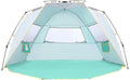 Wolfwise Instant Beach Tent Sun Shelter with Zippered Extendable Porch for Privacy Portable Beach Tents with Carrying Bag Easy Setup Pop up Beach Shade for 6-7 Person 110 x57x57 in Mint Green