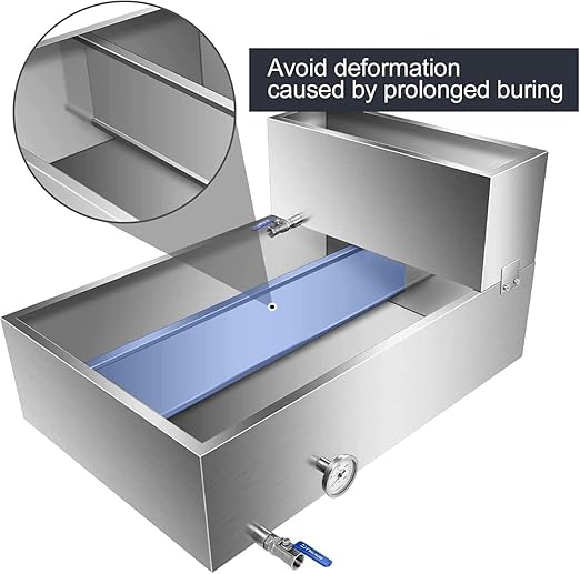 Maple Syrup Evaporator Pan Stainless Steel Syrup Evaporator with Valve and Thermometer and Feed Pan Heavy Duty Maple Syrup Boiling Pan 36x24x18.9 Inch