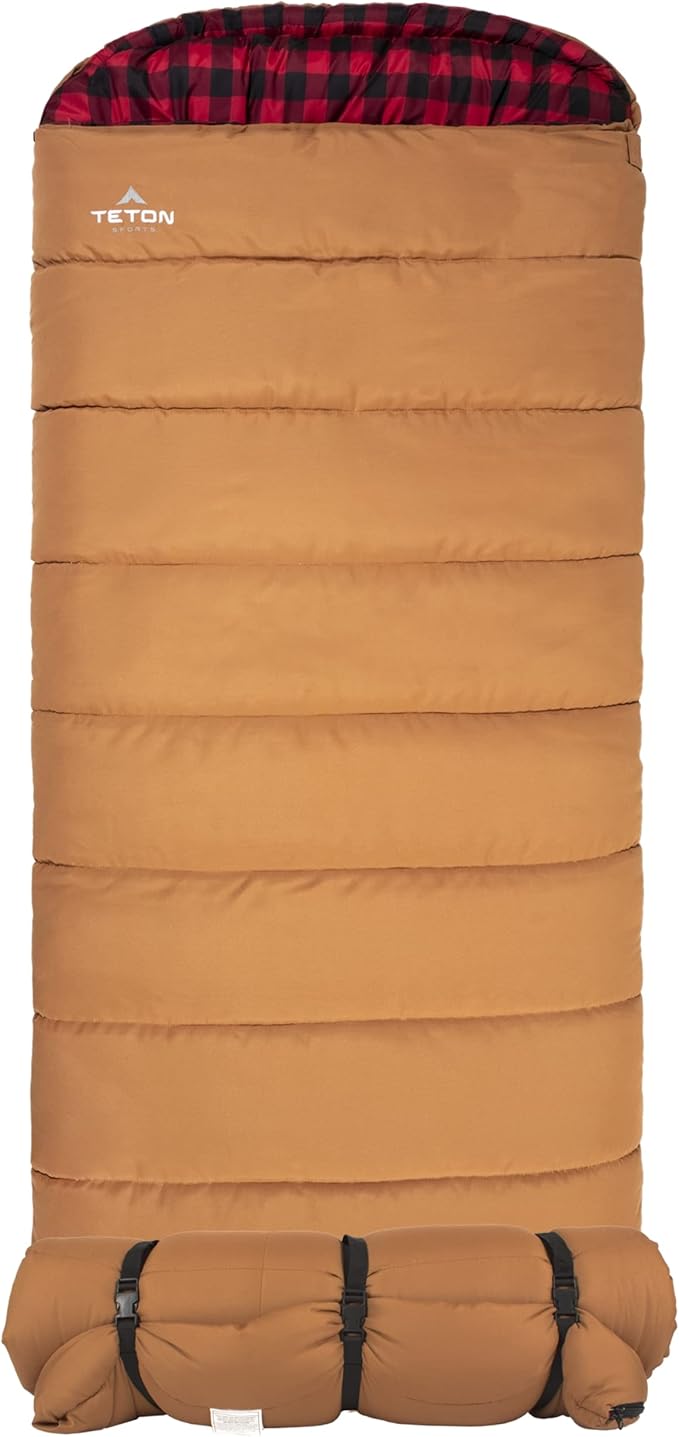 TETON Sports Deer Hunter Sleeping Bag Warm and Comfortable Camping Sleeping Bag Teton Tough Canvas Shell for Camping Hunting and Cold Weather