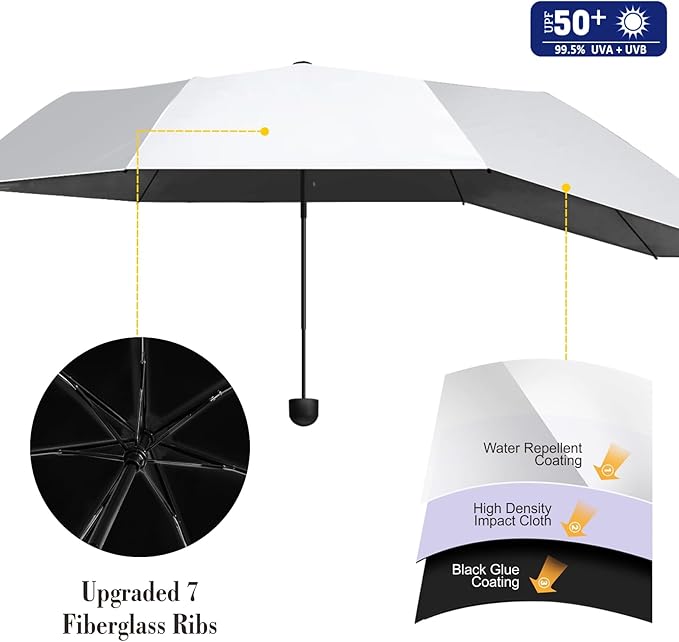 Upf 50+ Chair Umbrella With Clamp/Sun Shade - Portable Umbrella For Sports &amp Outdoors - Secure Clamp 360-Degree Swivel Adjustable Position For Maximum Sun Protection