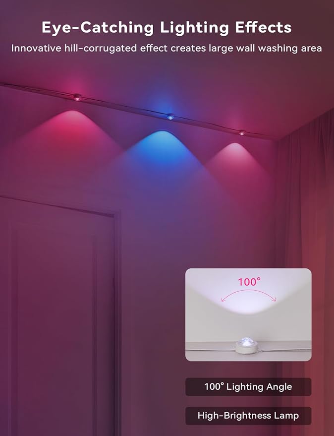 100FT Permanent Outdoor Lights with 60 LED RGB Color Changing String Lights IP67 Waterproof Eaves Light with APP &amp Remote Control 49 Scene Modes Music Sync Mode For Christmas Halloween Part
