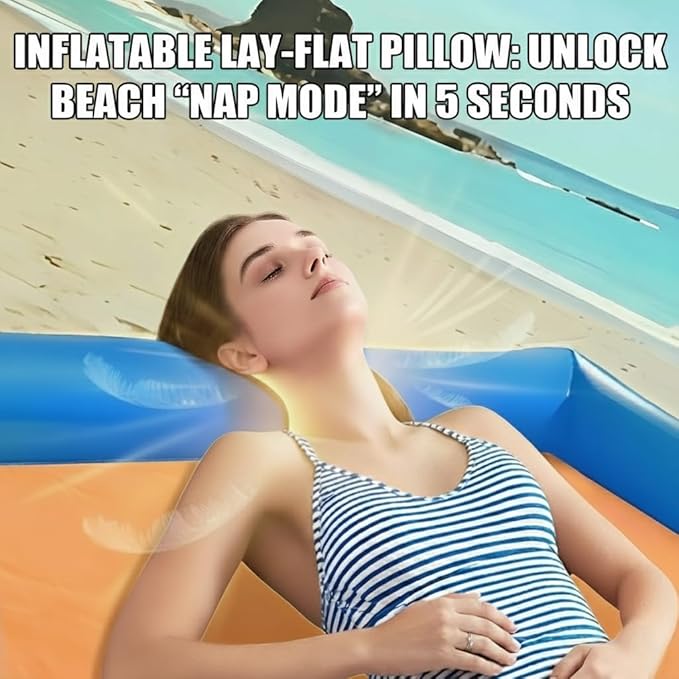 Sandproof Beach Blanket79×83 with 6 Inflatable Pillow Walls Beach Mat Sand Free Large Beach Mat Turns Into Tent Water/Sun-Proof Sandless Beach Blanket Portable Outdoor