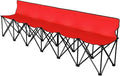 Flexzion Portable Folding Bench Seat 6 Seater Collapsible Soccer Bench Portable Bench Seats for Bleachers Camping Sideline with Back Rest and Carrying Bag Red
