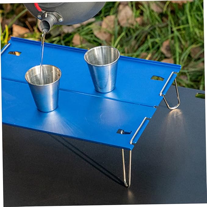 SUPVOX Small Folding Table Portable Aluminum Camping Grill Table Easy Setup Light Weight for Outdoor Activities