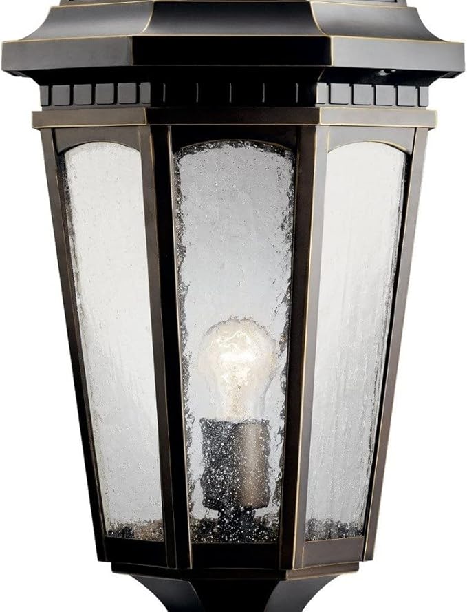 Kichler Courtyard 23.75 Exterior Post Light in Textured Black 1-Light Outdoor Porch or Patio Light with Clear Seeded Glass (23.75 H x 10.25) 9532BKT