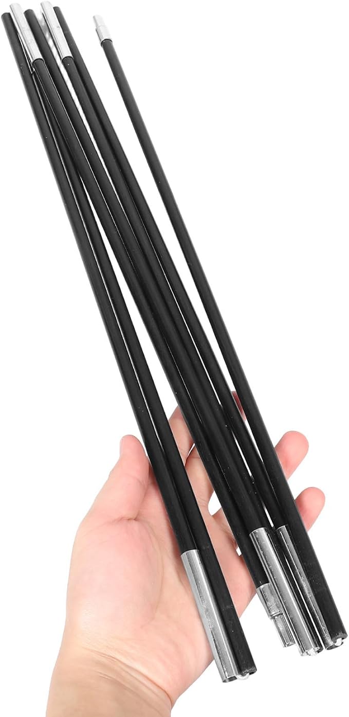 Camping Tent Poles 2pcs Fiberglass Tent Support Rods 3.2m 7-Section Thickened 8mm Shelter Poles for Backpacking Hiking Outdoor Camping