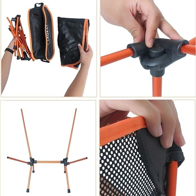 Outdoor Folding Chair - Portable Camp Chair for Fishing Hiking Beach Park BBQs and Garden Leisure Solid Back Design