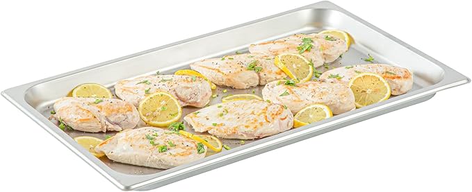 Restaurantware-Kitchen Tek Full Size Steam Table Pans 12 Anti-Jam Steam Pans - Lids Sold Separately 1.2” Deep 24 Gauge Stainless Steel Hotel Pan Freezable For Catering Events And Parties
