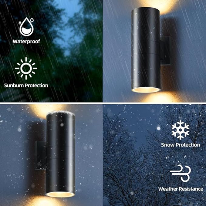 SHIMR Modern Outdoor Wall Lights Color Changing RGBCW Smart Outdoor Lights Ambiance Sconce with Remote Control Black Aluminum Exterior Lighting Fixtures Up and Down Lights [ETL Listed]