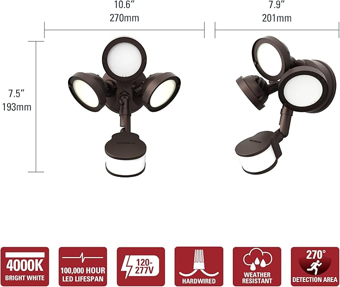 HALO TGS LED Outdoor Security LED Flood Light with Motion Sensing Lumen Select and Dusk-to-Dawn - Bronze - TGS3S403MRCB