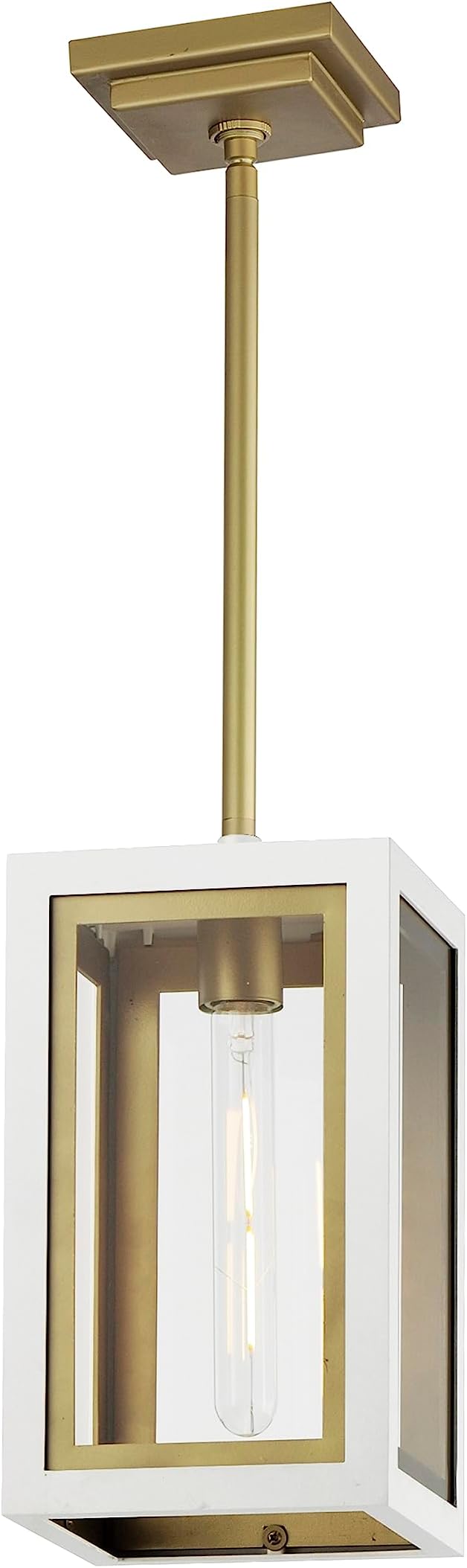 Maxim Lighting 30051CLBKGLD I Neoclass Collection 12 Inch One Light Outdoor Ceiling Pendant I Black &amp Gold Finish I Modern Contemporary Light Fixture I Adjustable Height I