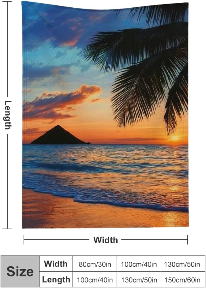 Palm Tree Beach Sunset Flannel Blanket Soft Warm Lightweight Multi-Purpose Blanket for Sofa Travel Camping Bed Chair 40x50in