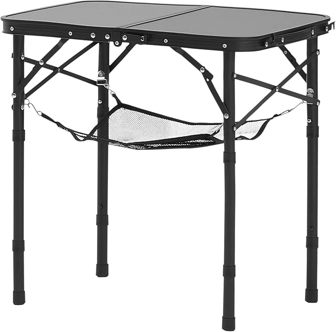 VEVOR Folding Camping Table Adjustable Height Aluminum MDF Outdoor Portable Lightweight for Cooking Beach Picnic Travel 24 x 16 inch