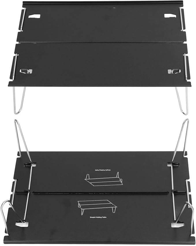 Camping Table Folding Compact Table Mini Portable Aluminum Ultralight Lightweight Beach Table with Carry Bag for Outdoor Cooking Beach Picnic HikingTravel Boat Black