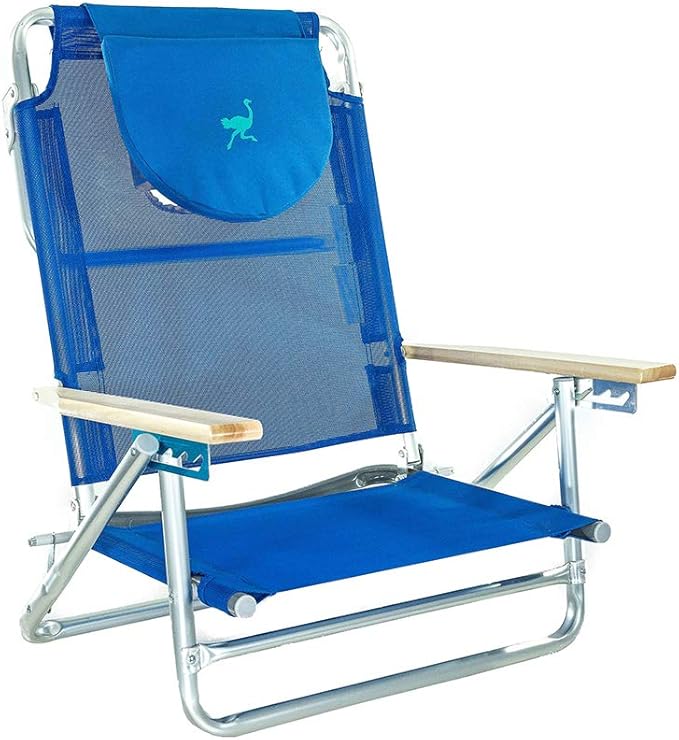 Ostrich SBSC-1016B South Adult Beach Lake Sand Lounging Chair Blue (2 Pack)