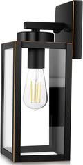BesLowe Outdoor Wall Light Fixtures Exterior Waterproof Wall Lanterns Porch Sconces Wall Mounted Lighting with Glass Shades Modern Wall Lamps for Garage Front Door Entryway Black with Gold Trim