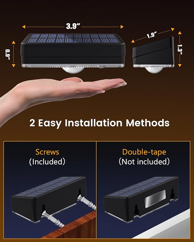 Solar Fence Lights Outdoor 8 Pack 50LM Ultra Bright 3 Color Temperatures &amp RGB IP65 Waterproof Dusk-to-Dawn Solar Powered Fence Lights for Patio Railing (Black)