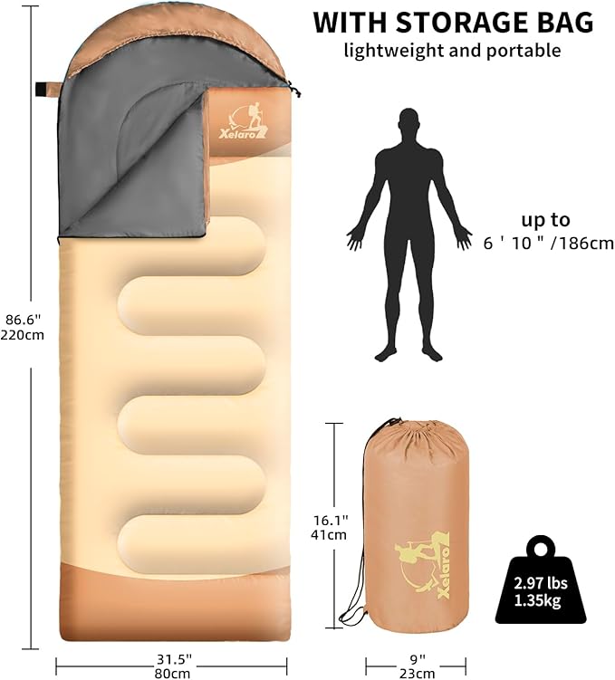 Sleeping Bags for Adults Kids - 3 Season Cold&ampWarm Weather Waterproof Camping Sleeping Bags - Lightweight Sleeping Bags for Camping Hiking Outdoor Travel
