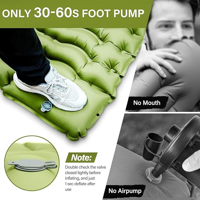 Camping Air Bed for Toyota 4Runner 2010-2025 SUV 5-Seater Easy Hand/Foot Inflation Thick Padding Portable Air Bed for Outdoor Sleeping and TravelGreen