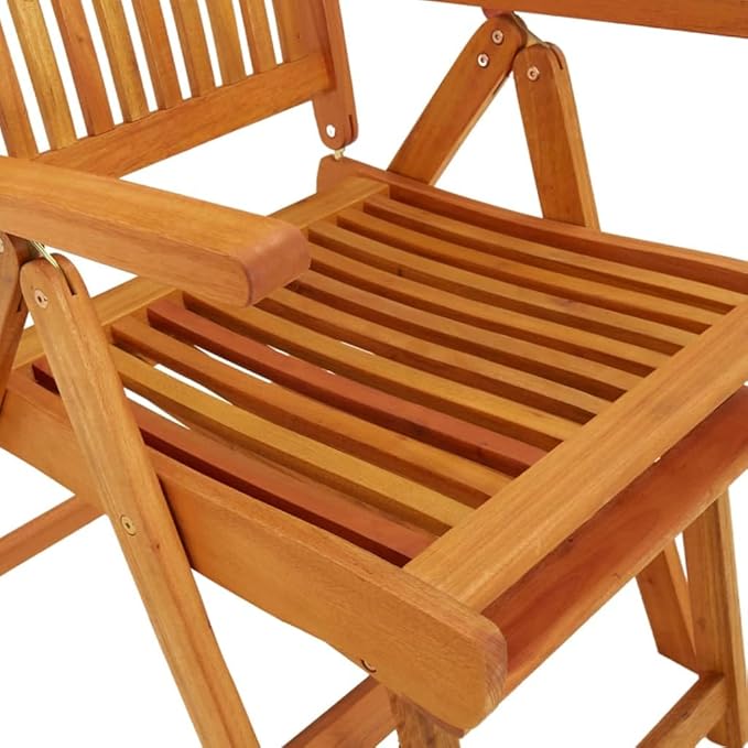 Folding Patio Chairs with Footrests 2 pcs Solid Wood Eucalyptus Outdoor Reclining Lounge Chairs for Garden Terrace and Patio with Adjustable Backrest and Practical Footrests