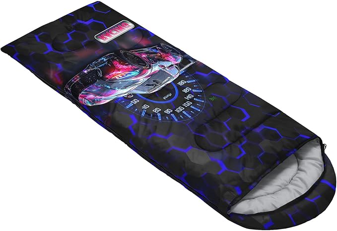 AILONEN Cartoon Car Sleeping BagsLightweight &amp Waterproof3 Season Warm &amp Cool WeatherCute Stars Printed Vehicles Transportation Sleeping Bags for BoysKidsAdults TravellingOutdoors