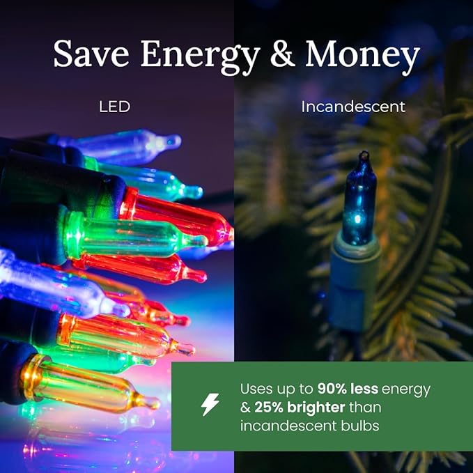 Pro Christmas T5 LED Christmas Lights - 70 Count Classic 5mm String Light Set - Professional Grade Indoor/Outdoor Commercial Holiday Lights for Trees Bushes &amp Décor - Pure White &amp Red