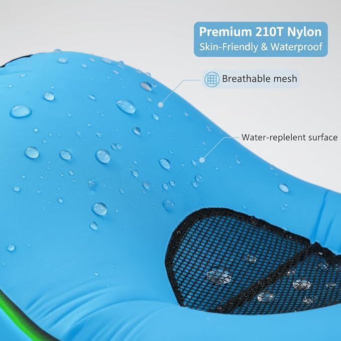 Inflatable Lounger Chair with Glow Edge Portable Air Sofa for Adults &amp Kids No Pump Needed Lightweight Folding Camping Chair for Beach Poolside Backyard Travel – Includes Carry Bag