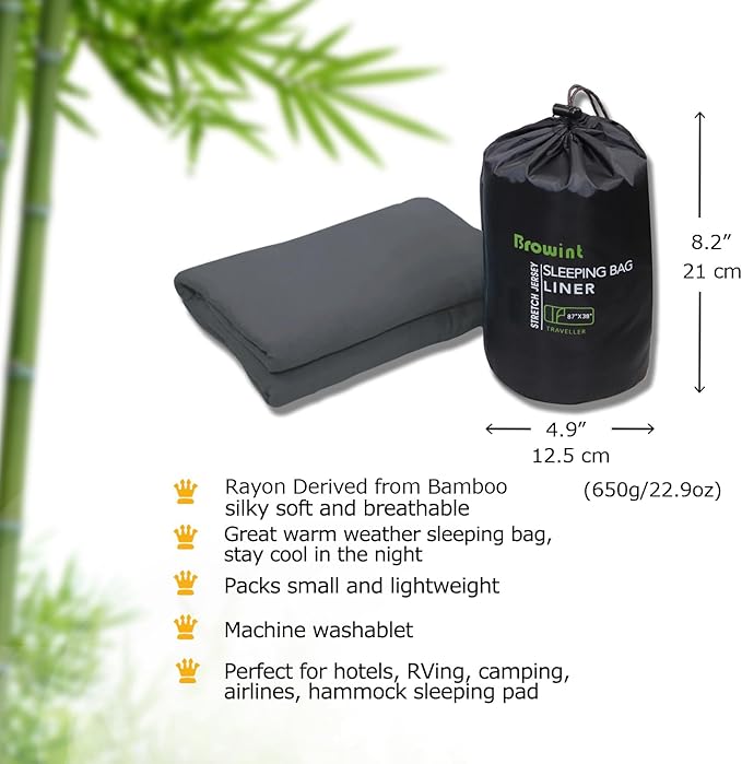 Travel Sheets for Hotel Rayon Derived from Bamboo Stretchy Sleep Sack for Adults Warm Weather/Summer Sleeping Bag Liner for Camping and Travel Rectangular with Pillow Pocket Mummy Cooling Sheets