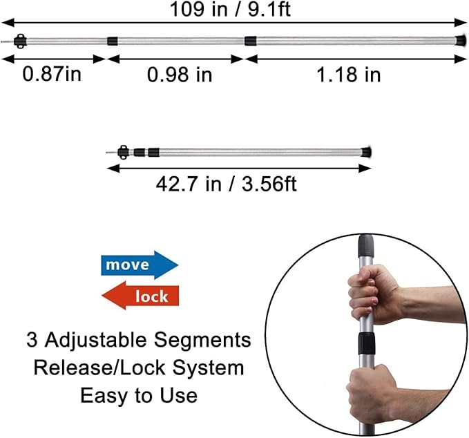 Sunnyglade 2 Pcs Adjustable Tarp Poles Silver  Telescoping Aluminum Rods Portable Awning Poles for CampingBackpackingHiking(Set of 2)